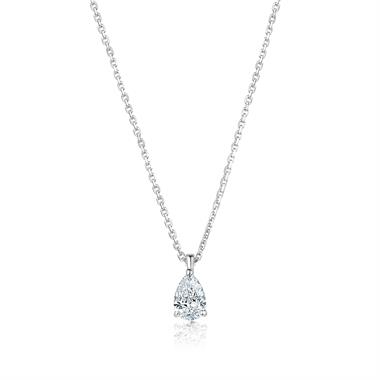 18ct White Gold Pear Diamond Solitaire Necklace 0.30ct thumbnail
