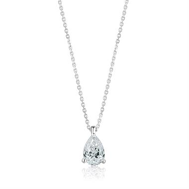 18ct White Gold Pear Diamond Solitaire Necklace 0.70ct thumbnail