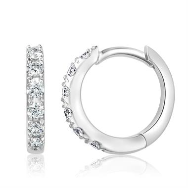 18ct White Gold Huggie Hoop Earrings 0.14ct thumbnail