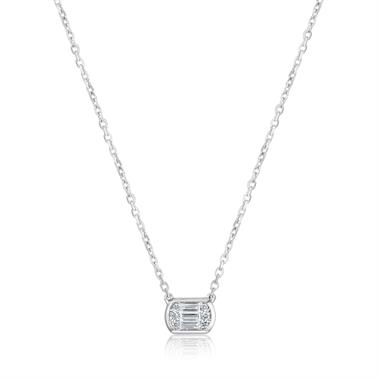 18ct White Gold Illusion Set Diamond Necklace 0.12ct thumbnail