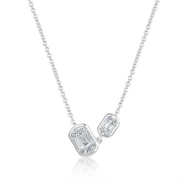 18ct White Gold Illusion Set Diamond Necklace 0.21ct thumbnail