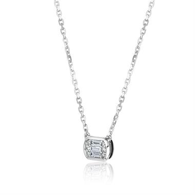 18ct White Gold Illusion Set Diamond Necklace 0.12ct thumbnail
