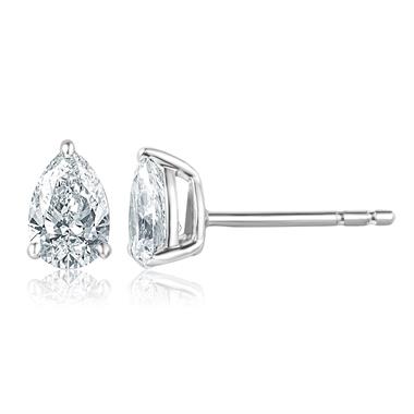 18ct White Gold Pear Cut Diamond Solitaire Earrings 1.00ct thumbnail