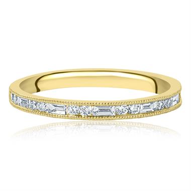 18ct Yellow Gold Alternating Baguette Cut Diamond Half Eternity Ring 0.37ct thumbnail