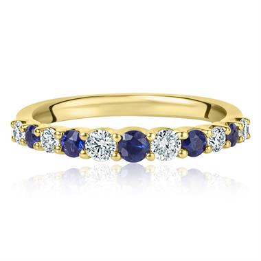 18ct Yellow Gold Sapphire and Diamond Half Eternity Ring thumbnail