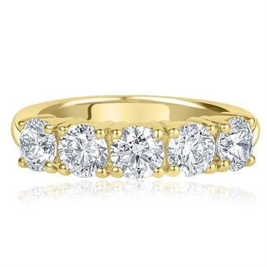 18ct Yellow Gold Five Stone Diamond Engagement Ring 2.00ct thumbnail