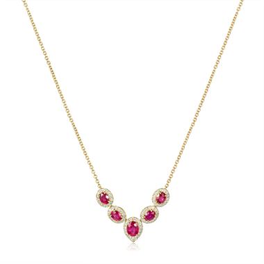 Camellia 18ct Yellow Gold Ruby and Diamond Necklace  thumbnail