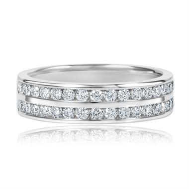 Platinum  Double Row Diamond Eternity Ring 0.50 thumbnail