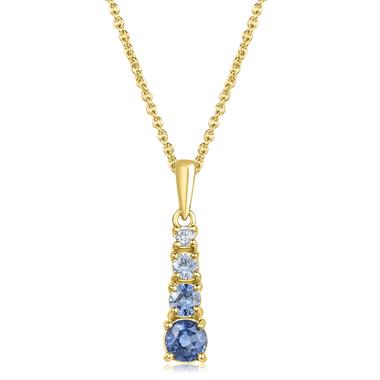 Bonbon 18ct Yellow Gold Graduated Sapphire and Diamond Pendant  thumbnail