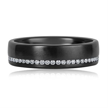 Black Zirconium White Diamond Wedding Ring thumbnail