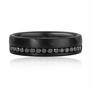 Black Zirconium Black  Diamond Wedding Ring thumbnail