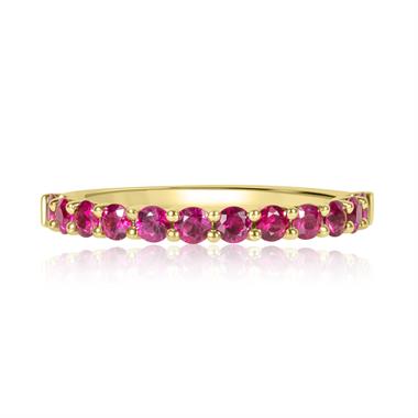 18ct Yellow Gold Ruby Claw Set Half Eternity Ring  thumbnail