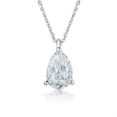 18ct White Gold Pear Diamond Solitaire Necklace 1.00ct thumbnail
