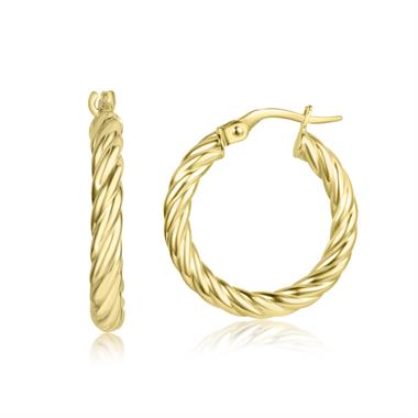 18ct Yellow Gold Twist Hoop Earrings 22mm thumbnail