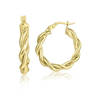 18ct Yellow Gold Twist Hoop Earrings 24mm thumbnail