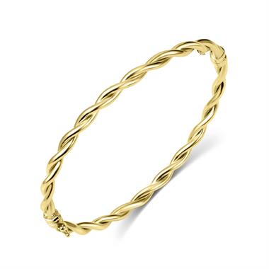 18ct Yellow Gold Twist Oval Bangle thumbnail