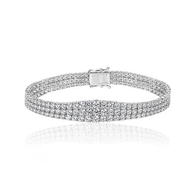18ct White Gold Three Row Diamond Tennis Bracelet thumbnail
