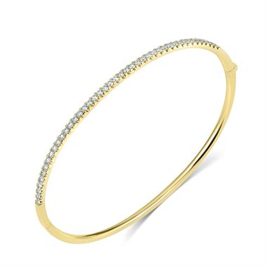 18ct Yellow Gold Diamond Line Bangle thumbnail