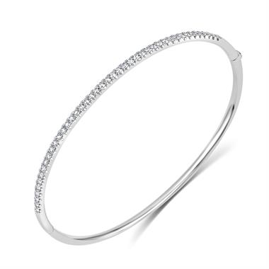18ct White Gold Diamond Line Bangle thumbnail