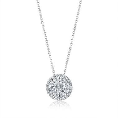 18ct White Gold Round Illusion Set Diamond Necklace thumbnail