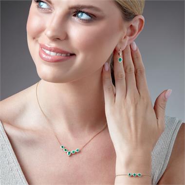 Camellia 18ct Yellow Gold Pear Cluster Emerald and Diamond Drop Earrings  thumbnail