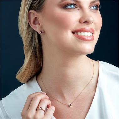 18ct Yellow Gold Heart Shape Ruby and Diamond Necklace thumbnail