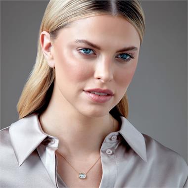 18ct Yellow Gold Emerald Shape Illusion Detail Diamond Necklace 1.00ct thumbnail