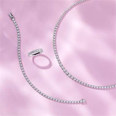 18ct White Gold Illusion Detail Diamond Riviere Necklace 3.14ct thumbnail