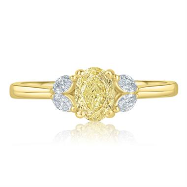 18ct Yellow Gold Oval Yellow Diamond Engagement Ring thumbnail