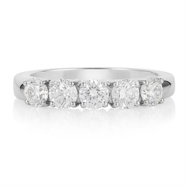Platinum Five Stone Diamond Eternity Ring 1.00ct thumbnail