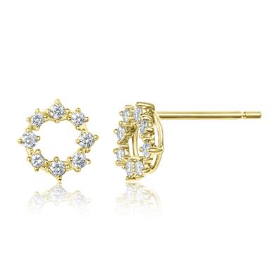 18ct Yellow Gold Diamond Circle Earrings thumbnail