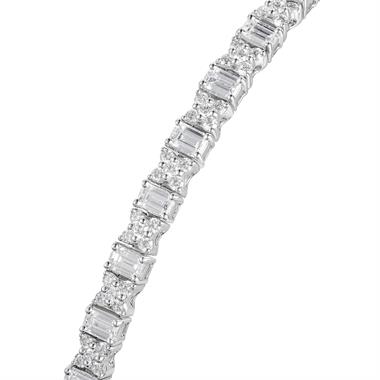 18ct White Gold Emerald Cut and Round Diamond Bracelet 5.46ct thumbnail