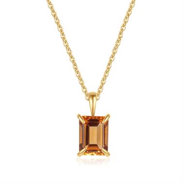 18ct Yellow Gold Emerald Cut Citrine Pendant thumbnail