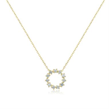 18ct Yellow Gold Diamond Circle Necklace thumbnail