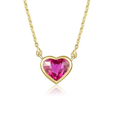 18ct Yellow Gold Ruby Heart Necklace thumbnail