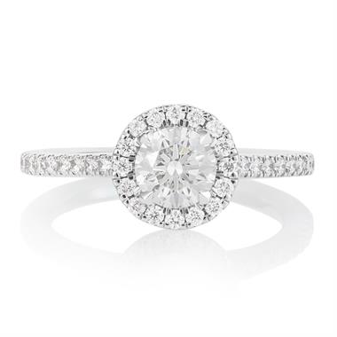 Platinum Diamond Halo Engagement Ring 1.05ct thumbnail