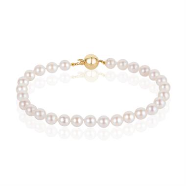 18ct Yellow Gold Akoya Pearl Bracelet 5.5-6.0mm | 19cm thumbnail