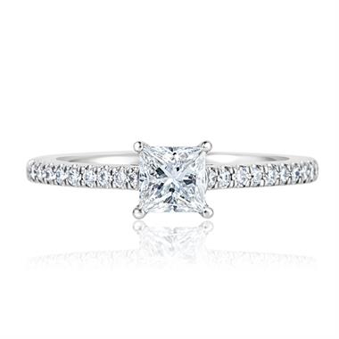Platinum Princess Cut Diamond Solitaire Engagement Ring 0.75ct thumbnail