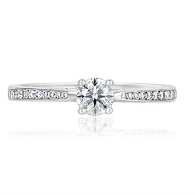 Platinum Channel Shoulder Detail Diamond Solitaire Engagement Ring 0.55ct thumbnail