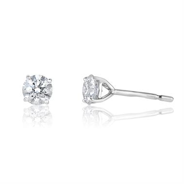 18ct White Gold Diamond Solitaire Stud Earrings 0.90ct thumbnail