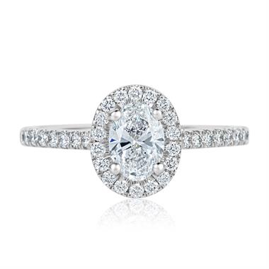 Platinum Oval Diamond Halo Engagement Ring 1.10ct thumbnail