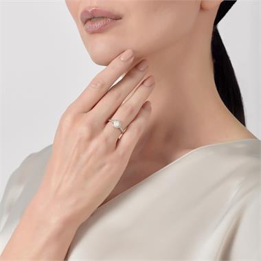 18ct Yellow Gold Opal and Diamond Round Cluster Dress Ring thumbnail