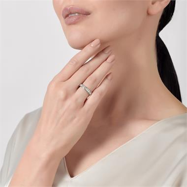 Platinum Alternating Baguette Cut Diamond Half Eternity Ring 0.75ct thumbnail