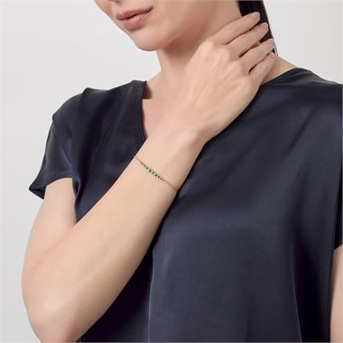 18ct Yellow Gold Emerald and Diamond Bracelet thumbnail