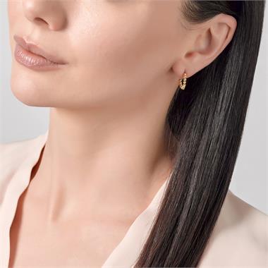 18ct Yellow Gold Faceted Semi Hoop Earrings 14mm thumbnail