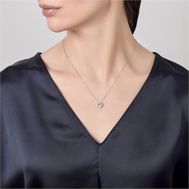 Camellia 18ct White Gold Topaz and Diamond Halo Pendant thumbnail