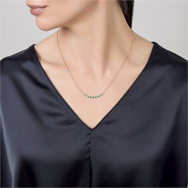 18ct Yellow Gold Emerald and Diamond Necklace thumbnail