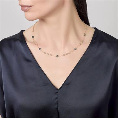 Bloom 18ct Yellow Gold Blue Topaz Necklace 45cm thumbnail