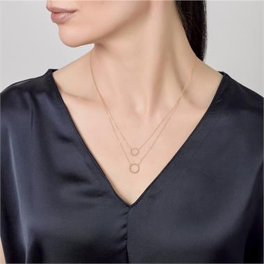 Aura 18ct Yellow Gold Circle Design Double Necklace thumbnail