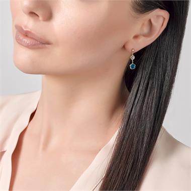 Bloom 18ct Yellow Gold Blue Topaz Drop Earrings thumbnail